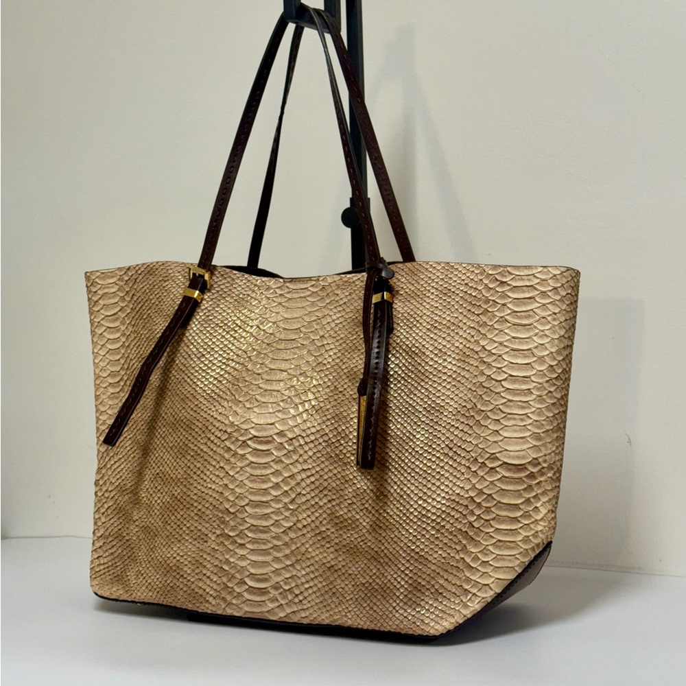 MICHAEL KORS COLLECTION Gia beige natural scaled leather tote bag